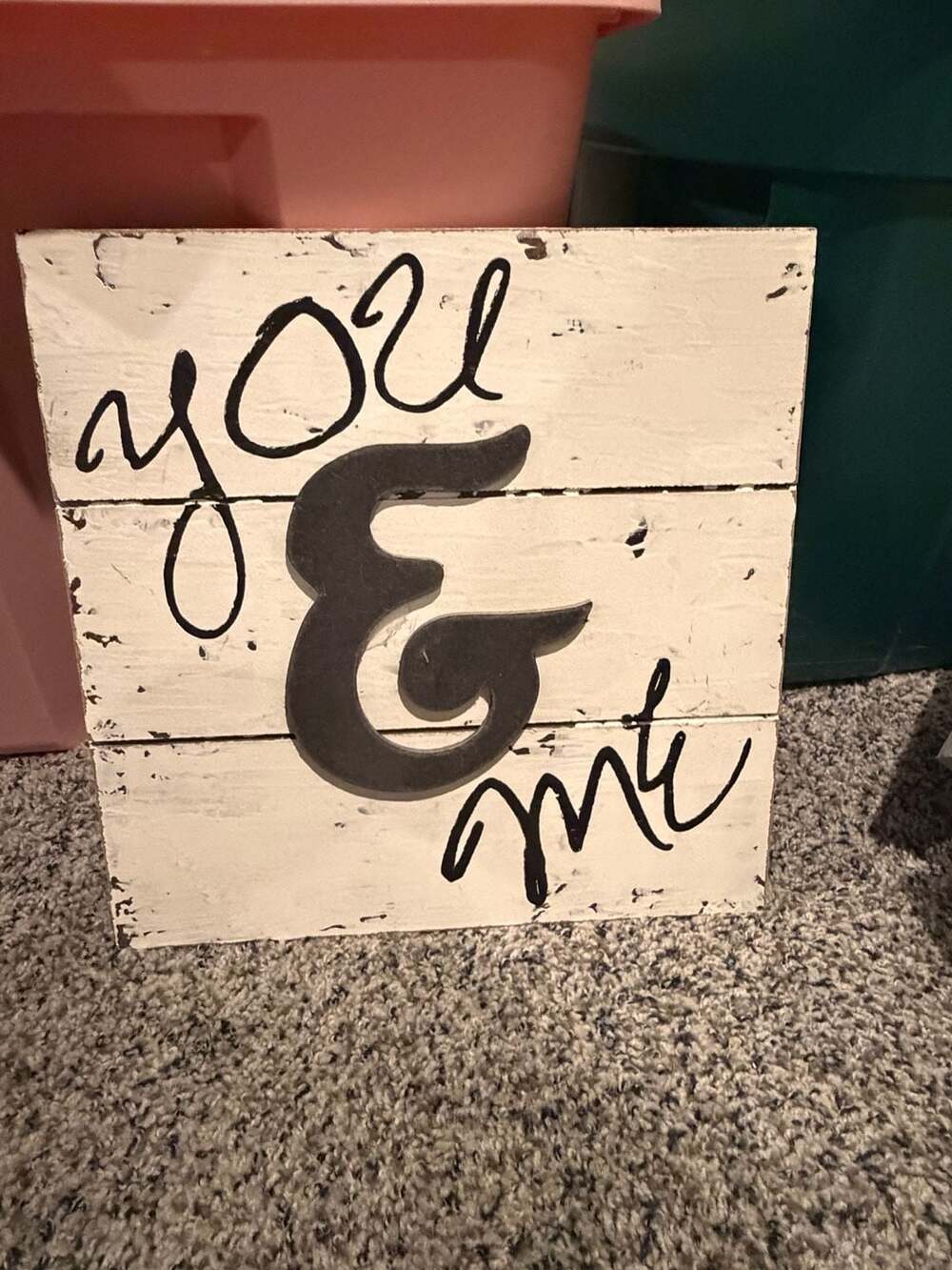 You & Me Wood Sign Wall Art Decor Rustic White Black Ampersand